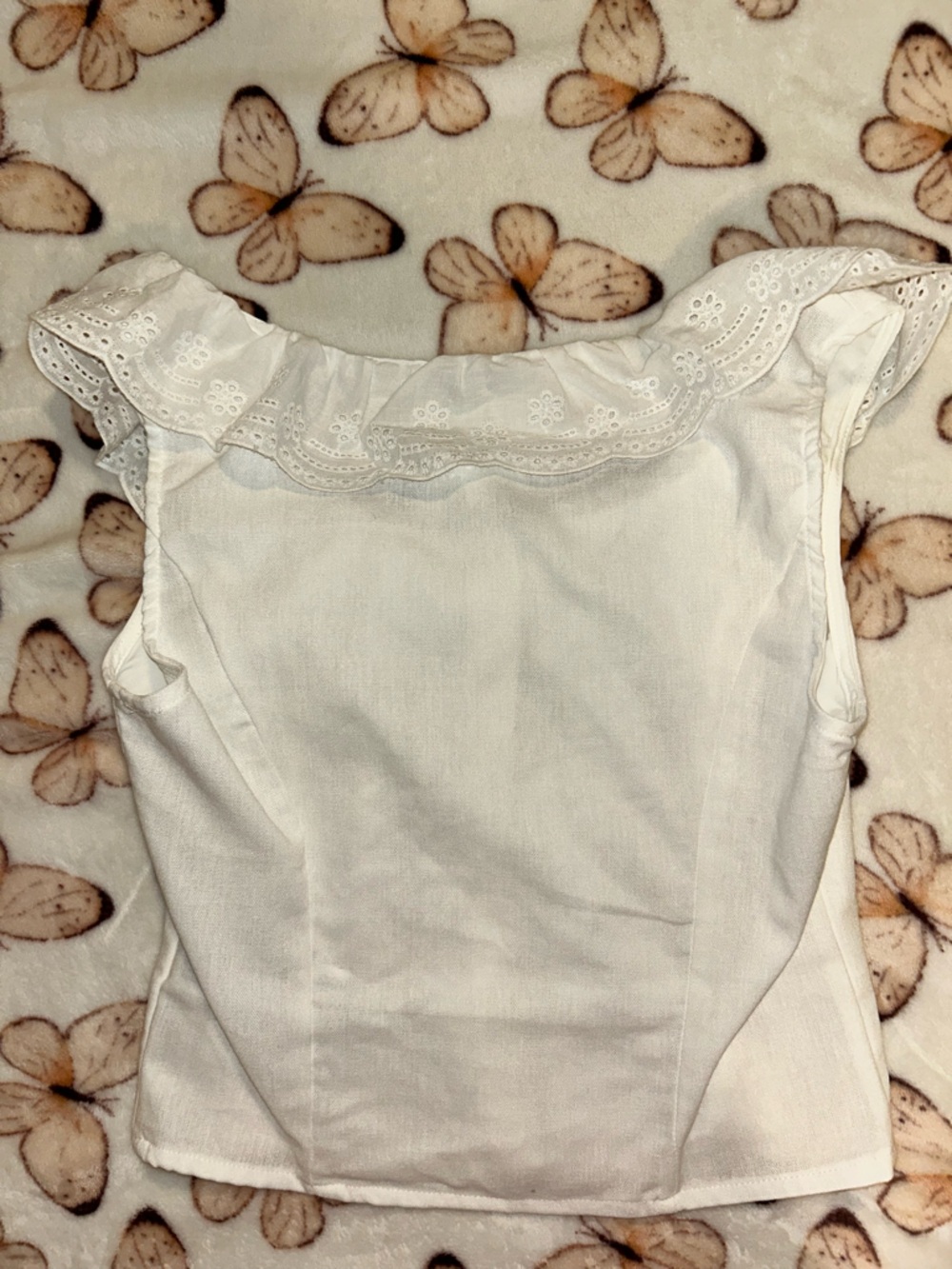 White Eyelet Collar Button-Front Top - Picture 4 of 4